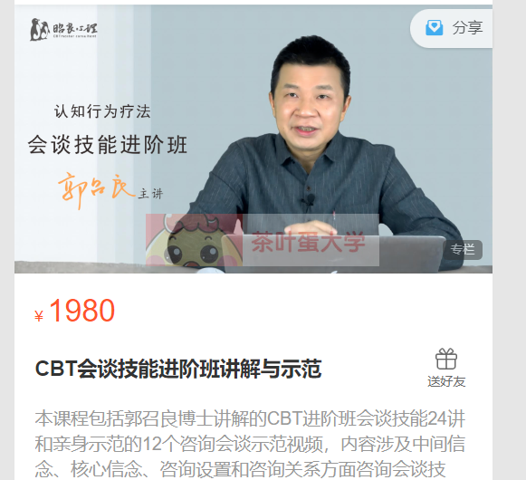 CBT会谈技能进阶班讲解与示范 - 百度网盘 - 下载 大师课 第1张